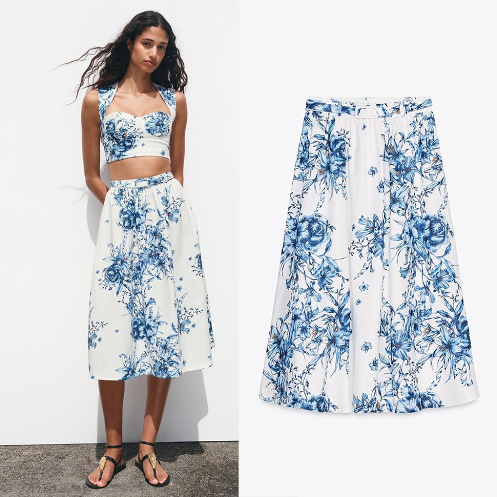 NEW ZARA floral print skirt 5039